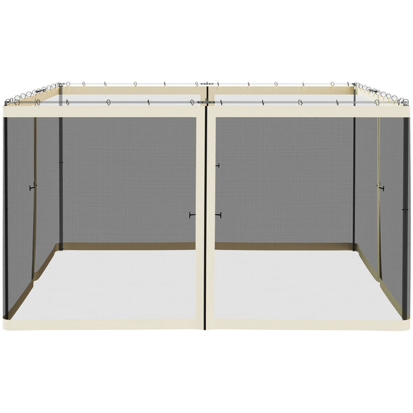 Replacement Mosquito Netting for Gazebo 12' x 12' Black Screen Walls for Canopy with Zippers for Parties and Outdoor Activities, Cream White