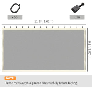 Replacement Mosquito Netting for Gazebo 12' x 12' Black Screen Walls for Canopy with Zippers for Parties and Outdoor Activities, Cream White