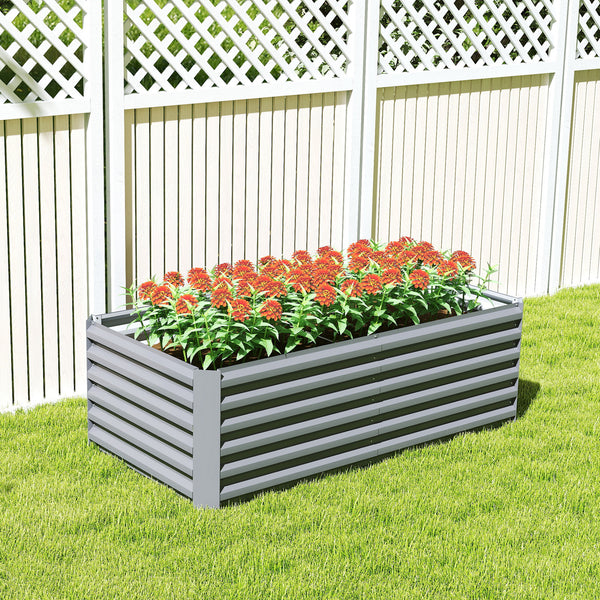 Galvanized Raised Garden Bed, 6' x 3' x 2' Outdoor Metal Planter Box, Standing Raised Bed for Growing Flowers, Herbs and Vegetables, Light Grey