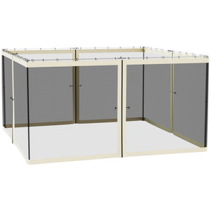 Replacement Mosquito Netting for Gazebo 13' x 13' Black Screen Walls for Canopy with Zippers for Parties and Outdoor Activities, Cream White