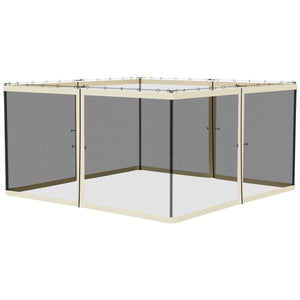 Replacement Mosquito Netting for Gazebo 13' x 13' Black Screen Walls for Canopy with Zippers for Parties and Outdoor Activities, Cream White