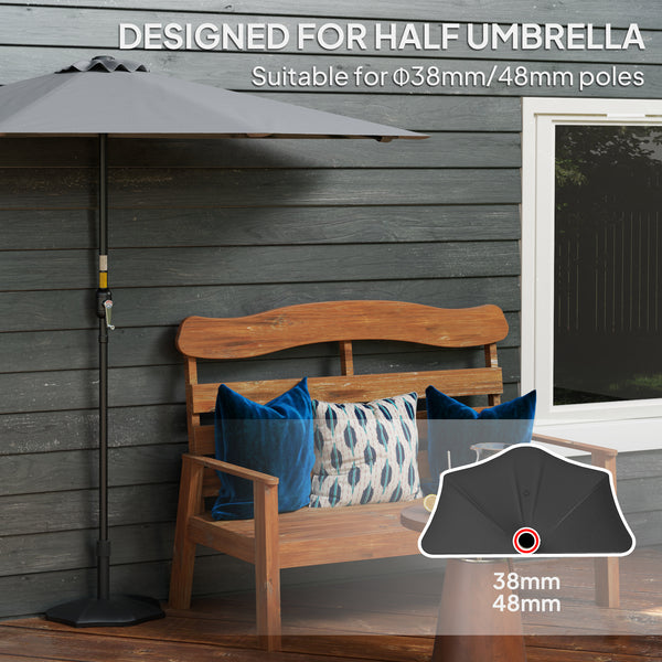 Patio Umbrella Base, 26lbs Concrete Half Umbrella Stand, Patio Umbrella Stand for 1.5"/1.9" Umbrella Poles, Half Umbrella Base for Outdoor, Lawn, Poolside, Black