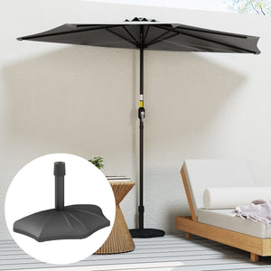 Patio Umbrella Base, 26lbs Concrete Half Umbrella Stand, Patio Umbrella Stand for 1.5"/1.9" Umbrella Poles, Half Umbrella Base for Outdoor, Lawn, Poolside, Black