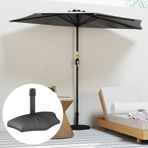Patio Umbrella Base, 26lbs Concrete Half Umbrella Stand, Patio Umbrella Stand for 1.5"/1.9" Umbrella Poles, Half Umbrella Base for Outdoor, Lawn, Poolside, Black