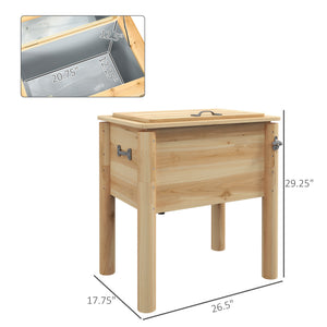 Outsunny Wooden Patio Cooler, 54Qt. Outdoor Beverage Cooler with Bottle Opener and 3 Handles for Backyard, Deck, Poolside Party, Natural