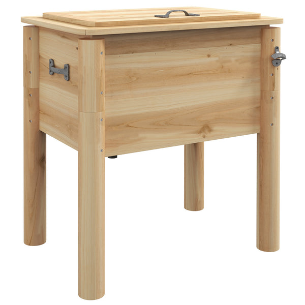 Outsunny Wooden Patio Cooler, 54Qt. Outdoor Beverage Cooler with Bottle Opener and 3 Handles for Backyard, Deck, Poolside Party, Natural