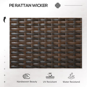 2 Seat Rattan Garden Bench, Patio Wicker Chair with Glass Tea Table, Outdoor Love Seat with Padded Cushions, for Garden, Porch, Poolside, Brown/Cream White