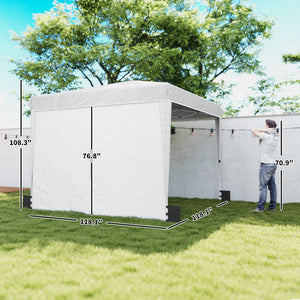10 x 10 ft Pop Up Canopy Tent with Sidewalls, UPF50+ Outdoor Portable Instant Canopy Shelter with Carry Bag, Sandbags, Adjustable Height for  Parties, Events, Camping, White
