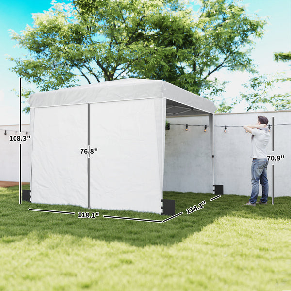10 x 10 ft Pop Up Canopy Tent with Sidewalls, UPF50+ Outdoor Portable Instant Canopy Shelter with Carry Bag, Sandbags, Adjustable Height for  Parties, Events, Camping, White