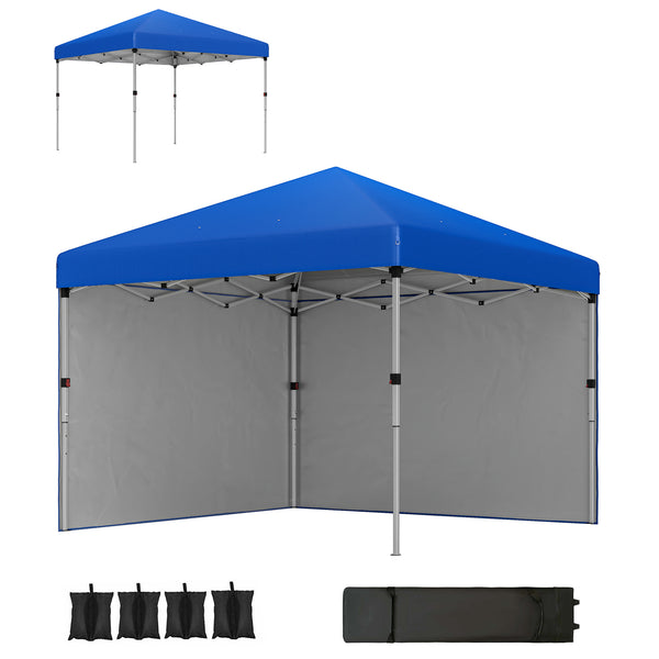 3 x 3 (M) Pop Up Gazebo, UPF 30+ with 2 Sidewalls, Leg Weight Bags and Wheeled Bag, Height Adjustable Party Tent Event Shelter for Garden, Patio, Blue
