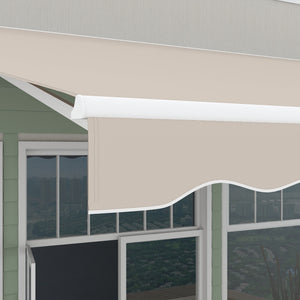 Outsunny 16' x 10' Electric Awning, Retractable Awning, UV Protection Sun Shade Shelter with Remote Controller and Manual Crank Handle for Deck, Balcony, Yard, Cream White