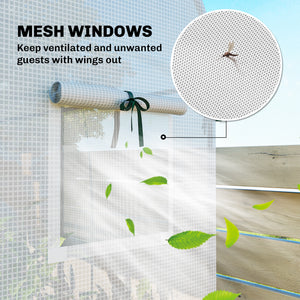 6' x 2' x 6.6' Mini Greenhouse, Portable Garden Green House with Roll-up Door and Mesh Windows, Small Plant Greenhouse with PE Cover, Steel Frame for Indoor Outdoor, White