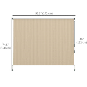 8'W x 6'H Roller Shades, Outdoor Blinds Cordless Roll Up Shade for Porch Balcony Gazebo, Beige