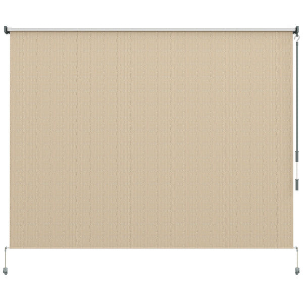 8'W x 6'H Roller Shades, Outdoor Blinds Cordless Roll Up Shade for Porch Balcony Gazebo, Beige
