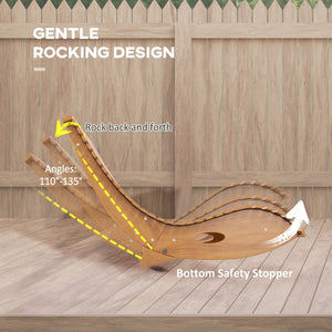 Wooden Outdoor Rocking Chair with Slatted Seat & High Back, Patio Rocking Chair with S Shape, Solid Wood Rocker for Backyard, Garden, Teak