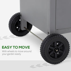 4+1 Burner Gas BBQ Grill, Outdoor Barbecue Trolley with Wheels, Warming Rack, Side Shelves, Cabinet, Thermometer for Garden, Party, Camping, 125 L x 51 W x 100 H cm, Grey