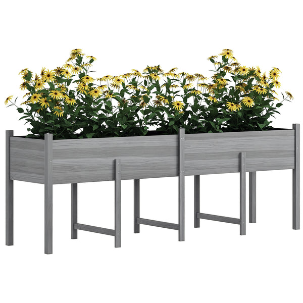 Wooden Raised Garden Bed Planter with Bed Liner and Drain Holes, Large Elevated Planter Box with Legs for Vegetables Flowers Herbs, Outdoor and Indoor, Grey