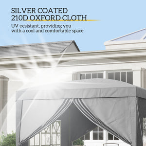 10'x10' Outdoor Pop Up Party Tent Gazebo Canopy with Carrying Bag (Light Grey)