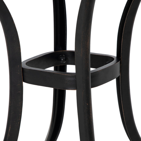 Cast Aluminum Outdoor Side Table, 21" Square Patio End Table with Umbrella Hole, Bistro Table for Garden, Balcony, Poolside, Bronze