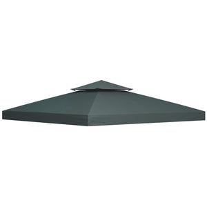 9.8' x 9.8' Square 2-Tier Gazebo Canopy Replacement Top Cover Outdoor Garden Sun Shade, Charcoal Grey