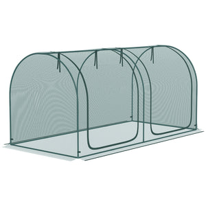 8' x 3' Crop Cage, Plant Protection Tent, with Two Zippered Doors and 4 Ground Stakes, for Garden, Yard, Lawn, Dark Green