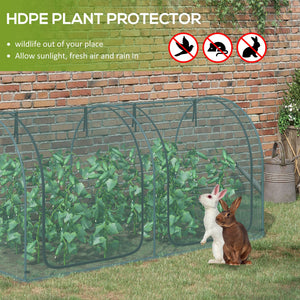 8' x 3' Crop Cage, Plant Protection Tent, with Two Zippered Doors and 4 Ground Stakes, for Garden, Yard, Lawn, Dark Green