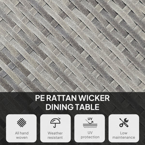 90 cm Outdoor Dining Table, PE Rattan Patio Table with Wood-plastic Composite Top for Balcony, Garden, Grey