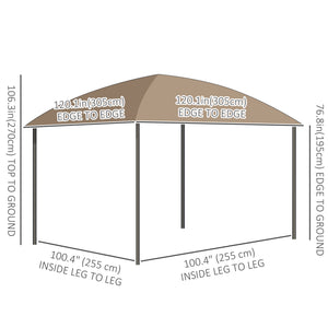 10' x 10' Outdoor Gazebo Canopy, Hardtop Gazebo with UV60+ Polycarbonate Roof, Steel Frame, Central Hook, and Curtains, for Garden, Lawn, Backyard, Deck, Khaki