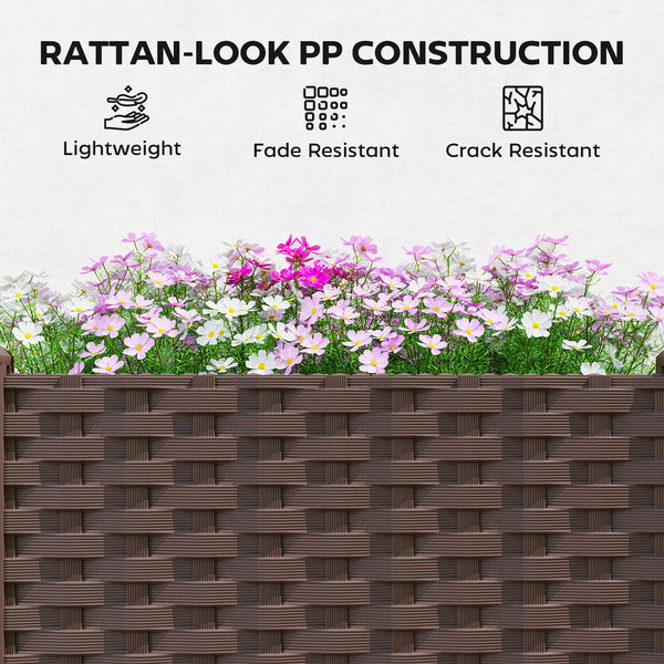 Plastic Raised Garden Bed with Legs, Self Watering Elevated Planter Boxes with Drainage Holes and Plugs, Easy Assembly Outdoor Planter Box for Patio Yard Balcony, Vegetables, Flowers, Herbs