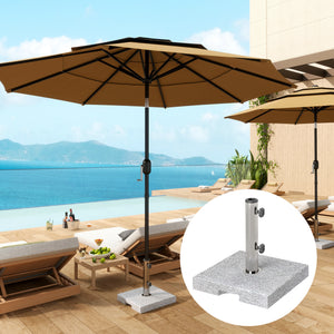 Square Patio Umbrella Base, Outdoor Umbrella Stand with Handles 2 Adjustable Knobs, Heavy Duty Patio Umbrella Stand for Garden Deck Poolside, Grey