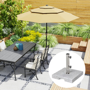 Square Patio Umbrella Base, Outdoor Umbrella Stand with Handles 2 Adjustable Knobs, Heavy Duty Patio Umbrella Stand for Garden Deck Poolside, Grey