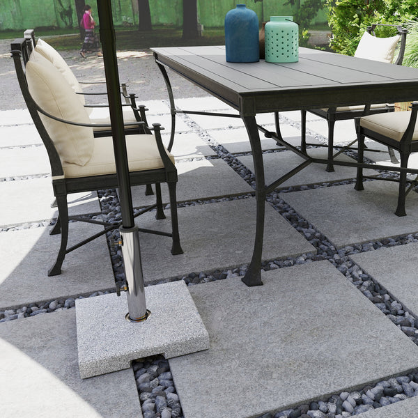 Square Patio Umbrella Base, Outdoor Umbrella Stand with Handles 2 Adjustable Knobs, Heavy Duty Patio Umbrella Stand for Garden Deck Poolside, Grey
