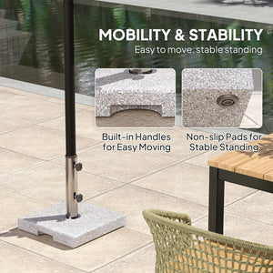 Square Patio Umbrella Base, Outdoor Umbrella Stand with Handles 2 Adjustable Knobs, Heavy Duty Patio Umbrella Stand for Garden Deck Poolside, Grey