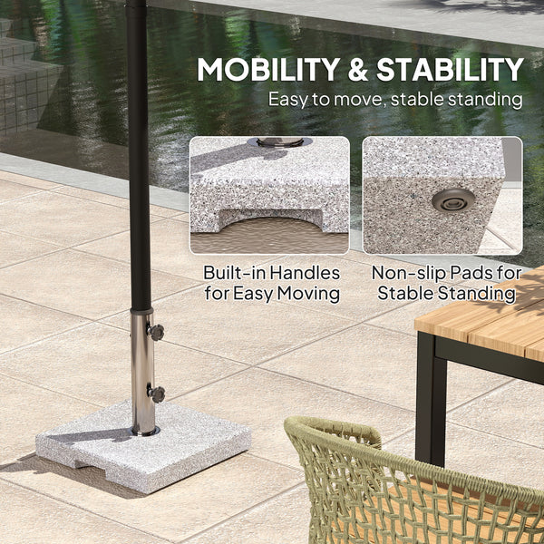 Square Patio Umbrella Base, Outdoor Umbrella Stand with Handles 2 Adjustable Knobs, Heavy Duty Patio Umbrella Stand for Garden Deck Poolside, Grey