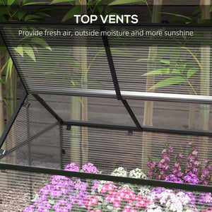 Raised Garden Bed with Cold Frame Greenhouse, Elevated Wood Planter Box with Polycarbonate Panel and Top Vent for Vegetables, Flowers, Herbs, 120 x 60 x 103cm, Distressed Grey