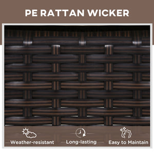 3 Pieces Wicker Patio Lounger Set with Table, PE Rattan Outdoor Lounge Chair Set with Cushions, Wheels, 5-Level Reclining Backrest, Headrest, Brown/Cream