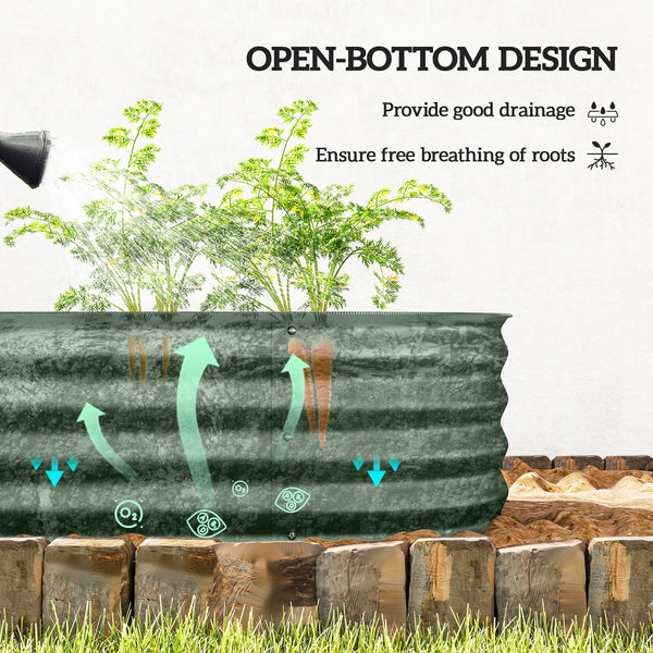 5' x 2' x 1' Galvanized Raised Garden Bed Kit, Outdoor Metal Elevated Planter Box with Safety Edging, Easy DIY Stock Tank for Growing Flowers, Herbs & Vegetables, Green