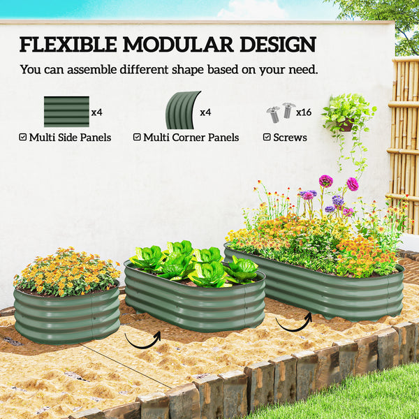 5' x 2' x 1' Galvanized Raised Garden Bed Kit, Outdoor Metal Elevated Planter Box with Safety Edging, Easy DIY Stock Tank for Growing Flowers, Herbs & Vegetables, Green