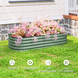 5' x 2' x 1' Galvanized Raised Garden Bed Kit, Outdoor Metal Elevated Planter Box with Safety Edging, Easy DIY Stock Tank for Growing Flowers, Herbs & Vegetables, Green