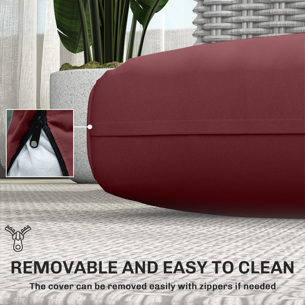 2 Seater Outdoor Seat Cushions with Backrest, Loveseat Double Sofa Outdoor Furniture Cushions, Fade-Resistant Replacement Patio Cushions for Indoor and Outdoor, Wine Red