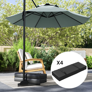 Parasol Weights Set of 4, Parasol Base Weights Bags, 25kg Fillable Sandbag Weights with Handles, Cantilever Umbrella Base Weights, Black