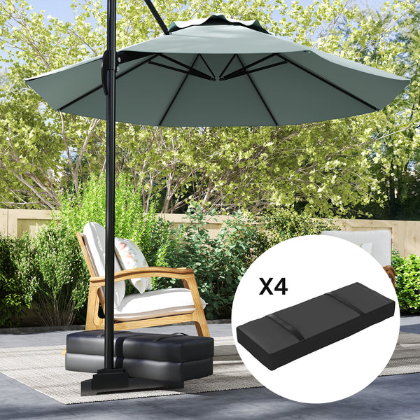 Parasol Weights Set of 4, Parasol Base Weights Bags, 25kg Fillable Sandbag Weights with Handles, Cantilever Umbrella Base Weights, Black