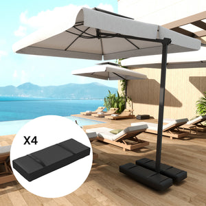 Parasol Weights Set of 4, Parasol Base Weights Bags, 25kg Fillable Sandbag Weights with Handles, Cantilever Umbrella Base Weights, Black