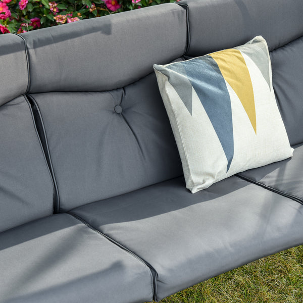 3 Seat Outdoor Swing Chair Steel Swing Bench Porch Swing With Adjustable Canopy, Coffee Tables and Cushion for Patio Garden, Dark Grey