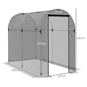 Fruit Cage Bird Netting, Heavy Duty Fruit and Vegetable Protection Tent with Zipped Door, Anti Bird, Insects, Small Animals, 1.2 x 2.4 x 1.9m, Black