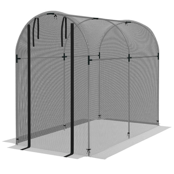 Fruit Cage Bird Netting, Heavy Duty Fruit and Vegetable Protection Tent with Zipped Door, Anti Bird, Insects, Small Animals, 1.2 x 2.4 x 1.9m, Black