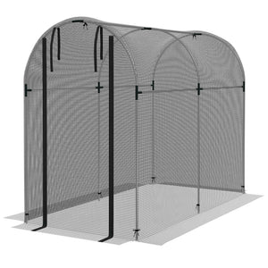 4' x 8' Crop Cage, Plant Protection Tent with Zippered Door and Galvanized Steel Frame, Fruit Cage Netting Cover for Garden, Yard, Lawn, Black