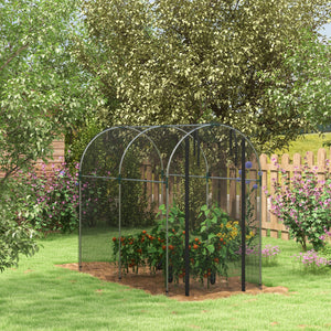 Fruit Cage Bird Netting, Heavy Duty Fruit and Vegetable Protection Tent with Zipped Door, Anti Bird, Insects, Small Animals, 1.2 x 2.4 x 1.9m, Black