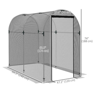 4' x 8' Crop Cage, Plant Protection Tent with Zippered Door and Galvanized Steel Frame, Fruit Cage Netting Cover for Garden, Yard, Lawn, Black