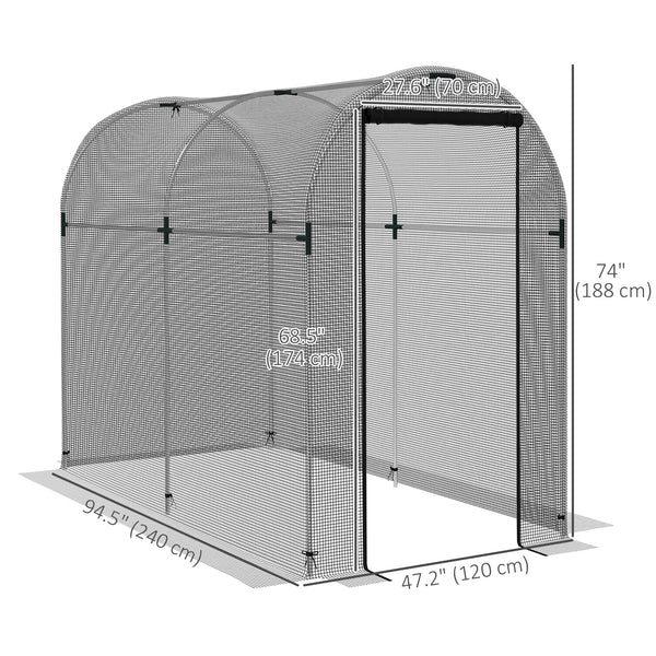 4' x 8' Crop Cage, Plant Protection Tent with Zippered Door and Galvanized Steel Frame, Fruit Cage Netting Cover for Garden, Yard, Lawn, Black